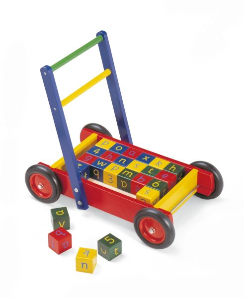 Wooden walker with sales bricks